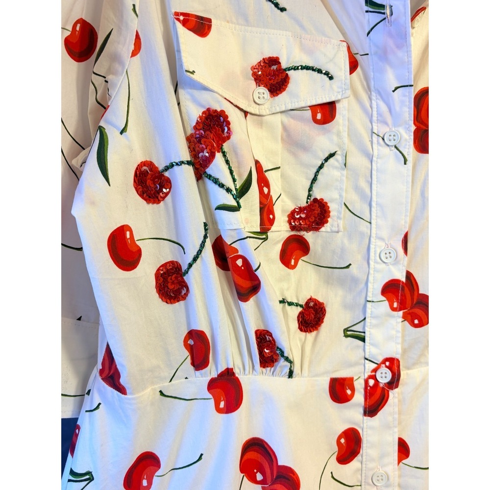Essentiel Antwerp Spring Hingy Sequin Embellished Cherries Button Maxi Dress 12 - Picture 3 of 16